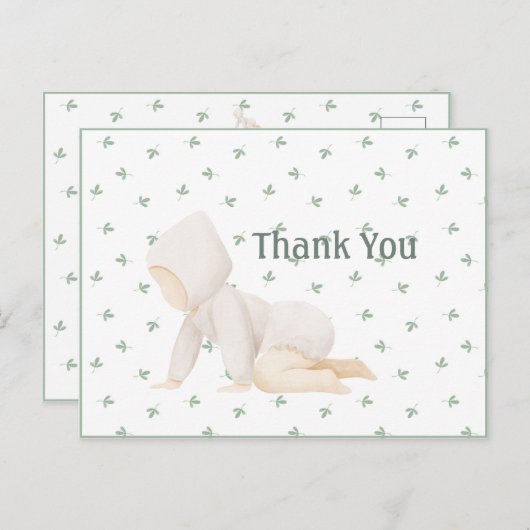 Mooie Waterverf Baby Eenvoudige Dank U Postkaart (Voorkant / Achterkant)