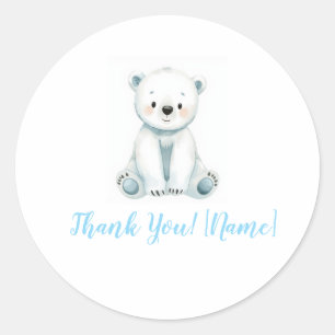 Mooie waterverf baby ijsbeer bedankbriefje ronde sticker