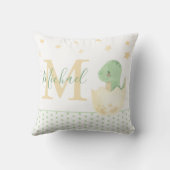 Mooie Waterverf Baby Jongen Monogram Dinosaur Naam Kussen (Achterkant)