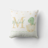 Mooie Waterverf Baby Jongen Monogram Dinosaur Naam Kussen (Voorkant)