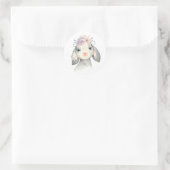 Mooie Waterverf Baby Lammetje met Bloemen Ronde Sticker (Tas)