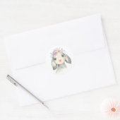Mooie Waterverf Baby Lammetje met Bloemen Ronde Sticker (Envelop)