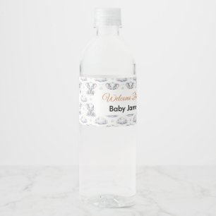 Mooie Waterverf Baby Olifant Blauwe Jongen Waterfl Waterfles Etiket