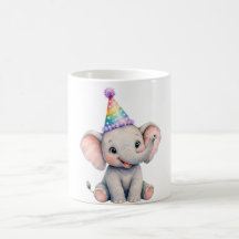 Mooie Waterverf Baby Olifant Verjaardagsfeest Hoed