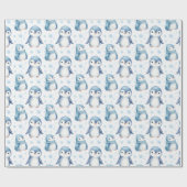 Mooie Waterverf Baby Pinguïn Kerst Cadeaupapier (Vlak)