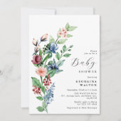 Mooie Waterverf Baby shower Floral en Greenery Kaart (Voorkant)