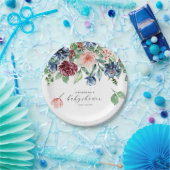 Mooie Waterverf Baby shower Floral en Greenery Papieren Bordje (Feest)