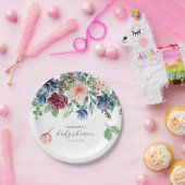 Mooie Waterverf Baby shower Floral en Greenery Papieren Bordje (Feest)