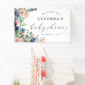 Mooie Waterverf Baby shower Floral en Greenery Spandoek (Insitu)