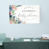 Mooie Waterverf Baby shower Floral en Greenery Spandoek (Beurs)