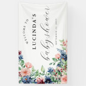 Mooie Waterverf Baby shower Floral en Greenery Spandoek (Verticaal)