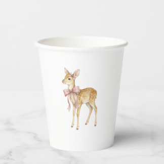 Mooie waterverf babyhert met roze strik Tweekleuri Papieren Bekers