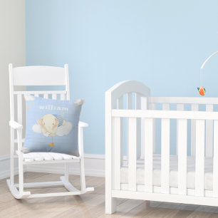 Mooie waterverf babyolifant wolken blauwe kinderka kussen