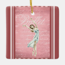 Mooie Waterverf Ballerina Roze Kerstmis Keramisch Ornament