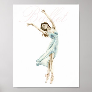 Mooie Waterverf Ballerina White, Ballet Poster