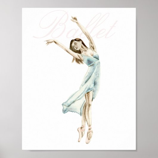 Mooie Waterverf Ballerina White, Ballet Poster (Voorkant)
