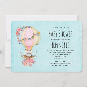 Mooie Waterverf Ballon Baby Shower Uitnodiging