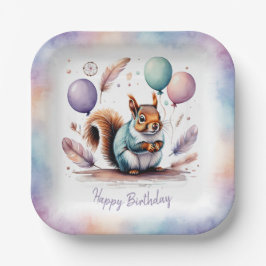 Mooie waterverf ballon verjaardag baby eekhoorn papieren bordje