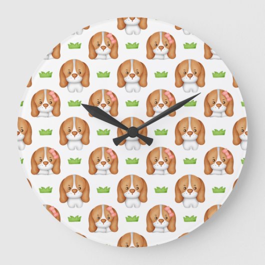 Mooie Waterverf Beagle Hond Wandklok (Voorkant)