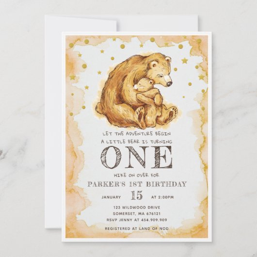 Mooie Waterverf Beer Verjaardag Kaart (Voorkant)