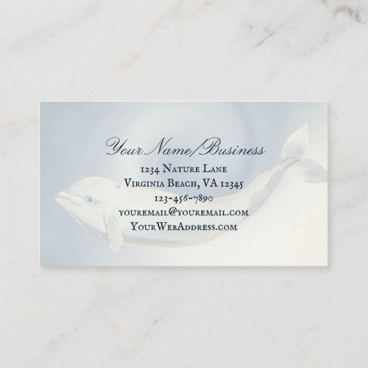 Mooie Waterverf Beluga walvisvaart Visitekaartje (Achterkant)