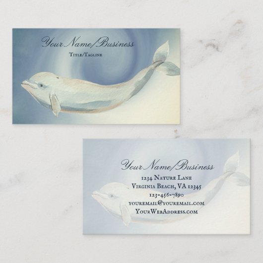 Mooie Waterverf Beluga walvisvaart Visitekaartje (Voorkant / Achterkant)