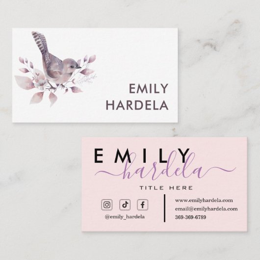 Mooie Waterverf Bird Professional Visitekaartje (Voorkant / Achterkant)