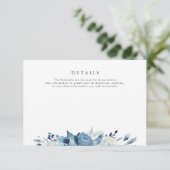 Mooie waterverf Blauw Bloemen Bruiloft Details Kaa RSVP Kaartje (Staand voorkant)