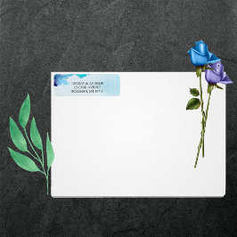 Mooie Waterverf Blauw Bruiloft Retouradres Etiket