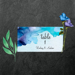 Mooie Waterverf Blauw en Cy Gevouwen Plaats Kaart Plaatskaartje