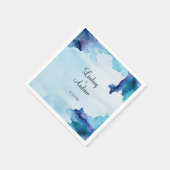 Mooie Waterverf Blauw en Cyaan Bruiloft Servetten (Hoek)