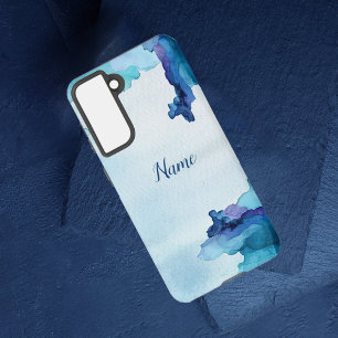 Mooie Waterverf Blauw en Cyaan Telefoonhoesje Samsung Galaxy Hoesje