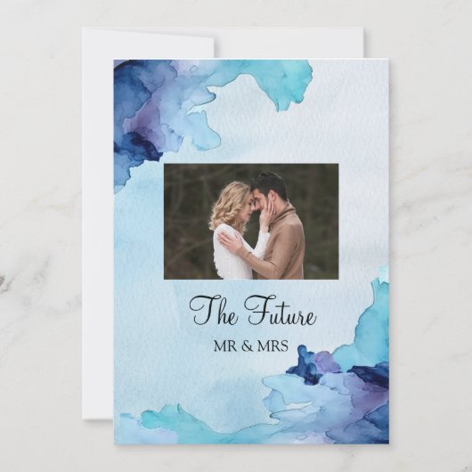 Mooie Waterverf Blauw Verlovingsfeest Uitnodigen Kaart (Voorkant)