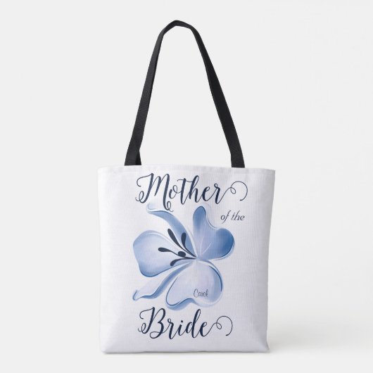 Mooie Waterverf Blauwe Bloemmoeder van Bride Tote Bag (Achterkant)