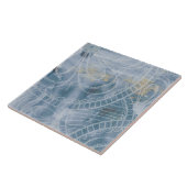 Mooie waterverf blauwe grijs en artistieke inkt tegeltje (Zijkant)