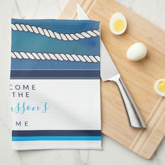 Mooie waterverf blauwe groene witte knoppen, aange theedoek (Quarter Fold)