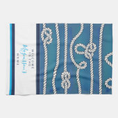 Mooie waterverf blauwe groene witte knoppen, aange theedoek (Horizontaal)