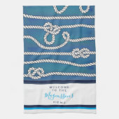 Mooie waterverf blauwe groene witte knoppen, aange theedoek (Verticaal)