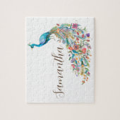 Mooie waterverf blauwe pauw I Legpuzzel (Verticaal)