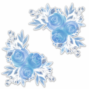 Mooie Waterverf Blauwe Rozen Sticker