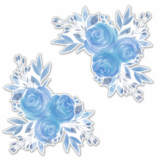 Mooie Waterverf Blauwe Rozen Sticker