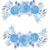 Mooie Waterverf Blauwe Rozen Sticker (Voorkant)