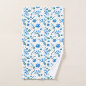 Mooie Waterverf blauwe sierbloemen Bad Handdoek (Handdoek)