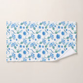Mooie Waterverf blauwe sierbloemen Bad Handdoek (Handdoek)