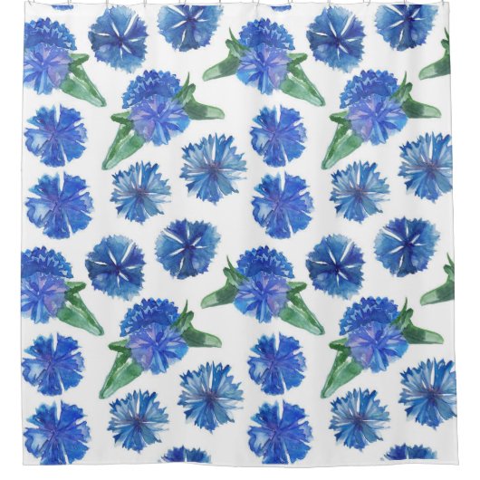 Mooie waterverf blauwe snijbloemen douchegordijn (Voorkant)
