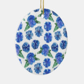 Mooie waterverf blauwe snijbloemen keramisch ornament (Rechts)