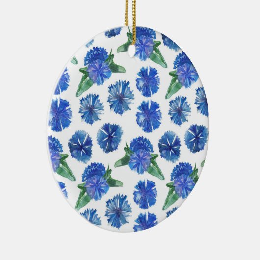 Mooie waterverf blauwe snijbloemen keramisch ornament (Rechts)