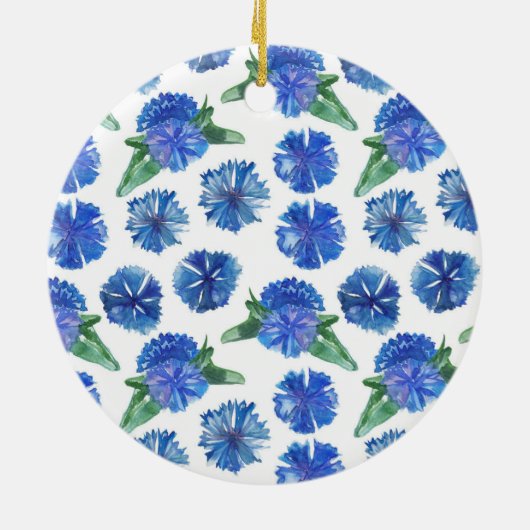 Mooie waterverf blauwe snijbloemen keramisch ornament (Achterkant)