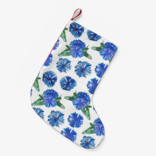Mooie waterverf blauwe snijbloemen kleine kerstsok
