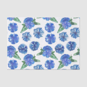 Mooie waterverf blauwe snijbloemen tissuepapier